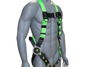 AFP Universal Full-Body Safety Harness with 3 D-Rings and Tongue Buckle Legs High-Visibility Green (OSHA/ANSI Compliant) Quick One Safety