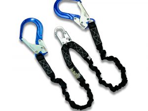 6 FT Double Leg Internal Shock Absorbing Lanyard with Dual Aluminum Rebar Hooks and Snap Hook. Quick One Safety