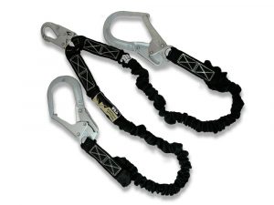 6 FT Double Leg Internal Shock Absorbing Lanyard with Dual Rebar Hooks and Snap Hook Quick One Safety