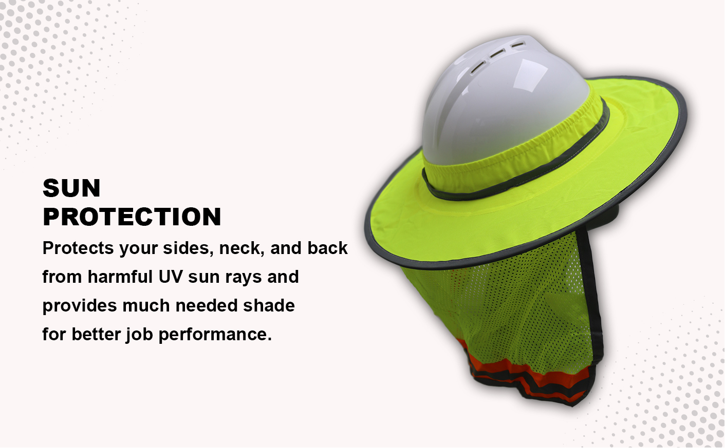 WOLF Casco de malla reflectante de ala completa color lima de alta visibilidad Visera para el sol Pantalla para el cuello Quick One Safety