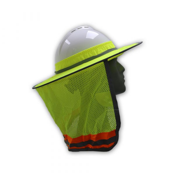 WOLF High-Visibility Lime Reflective Full-Brim Hard Hat Mesh Sun Visor Neck Shade Quick One Safety