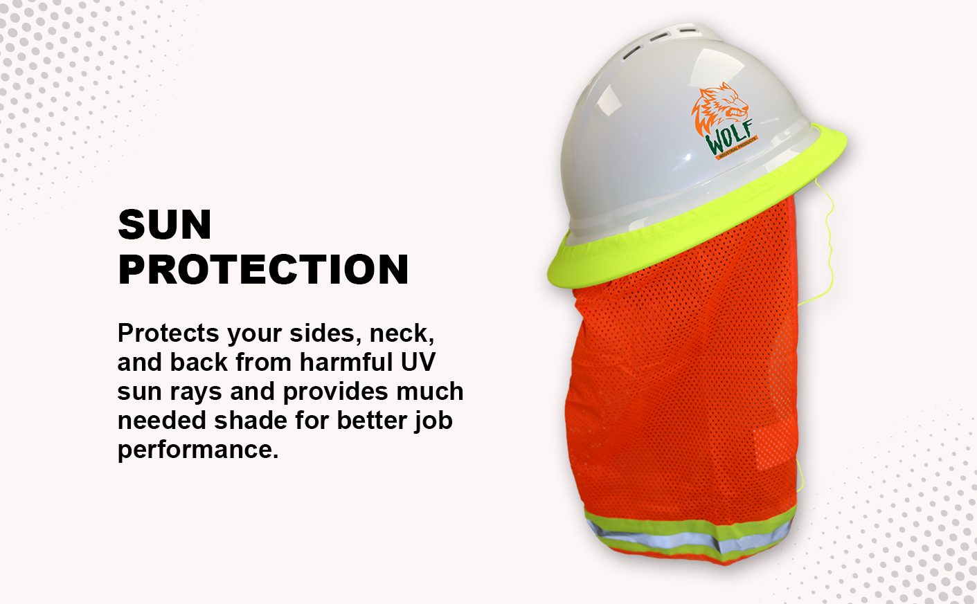 WOLF High-Visibility Orange Reflective Stripe Hard Hat Mesh Stretch Band Neck Sunshade 