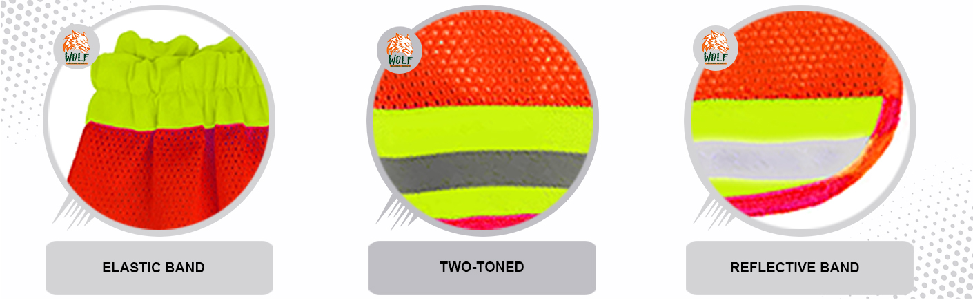 WOLF High-Visibility Orange Reflective Stripe Hard Hat Mesh Stretch Band Neck Sunshade 