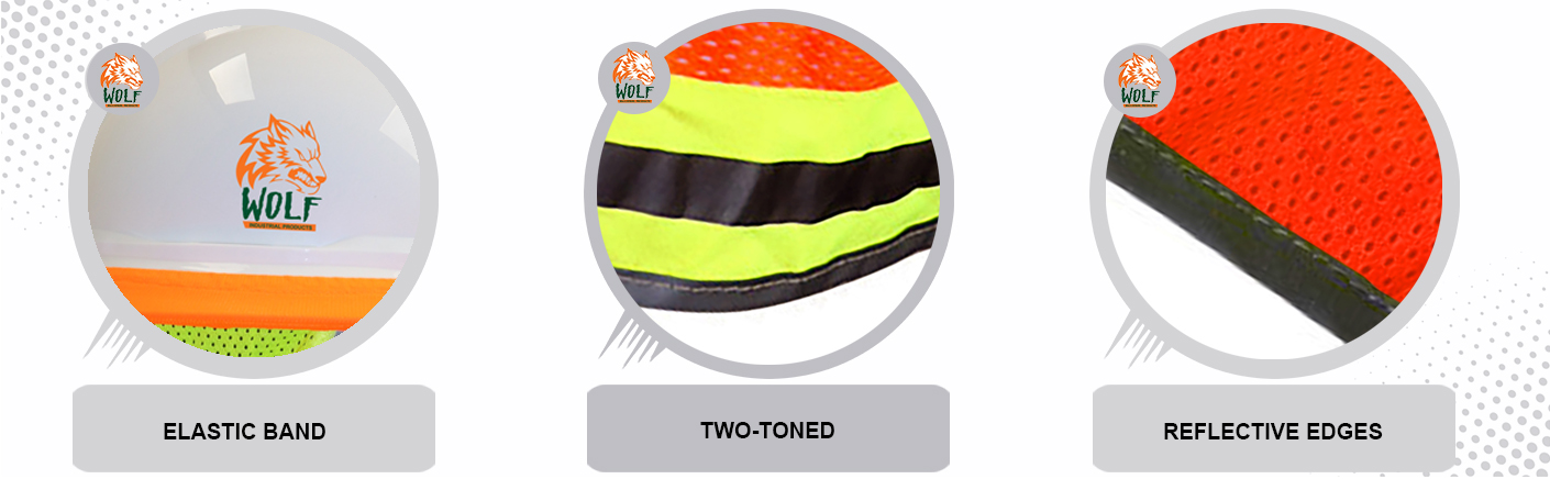 WOLF High-Visibility Lime Reflective Stripe Hard Hat Mesh Stretch Band Neck Sunshade Quick One Safety