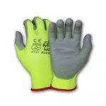 WOLF High-Viz Green Ultra-Thin Flexible Grip 13-gauge Polyurethane Palm Coated Nylon Shell Work Glove Quick One Safety